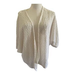 Chico’s Cream Lace Sequin Embellished Catdigan Sweater Size Medium (2)